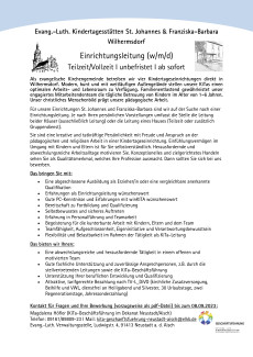 Stellenausschreibung Einrichtungsleitung Kitas